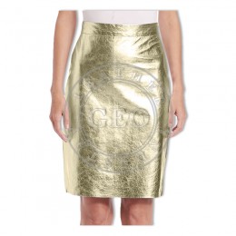 Golden Color Women New Arrival Collection 2017 Fashion Leather Skirts
